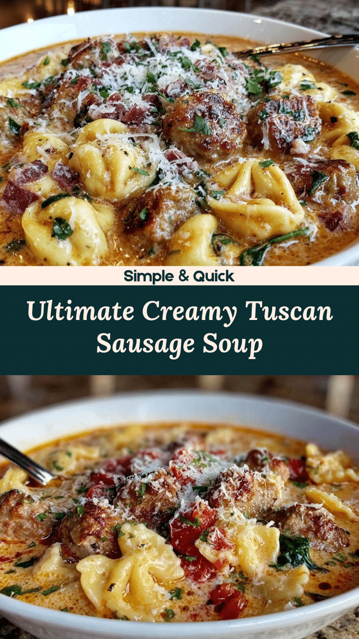 Creamy Tuscan Sausage and Tomato Pasta Soup recipe