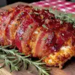 crispy air fryer bacon-wrapped chicken breast - featured image