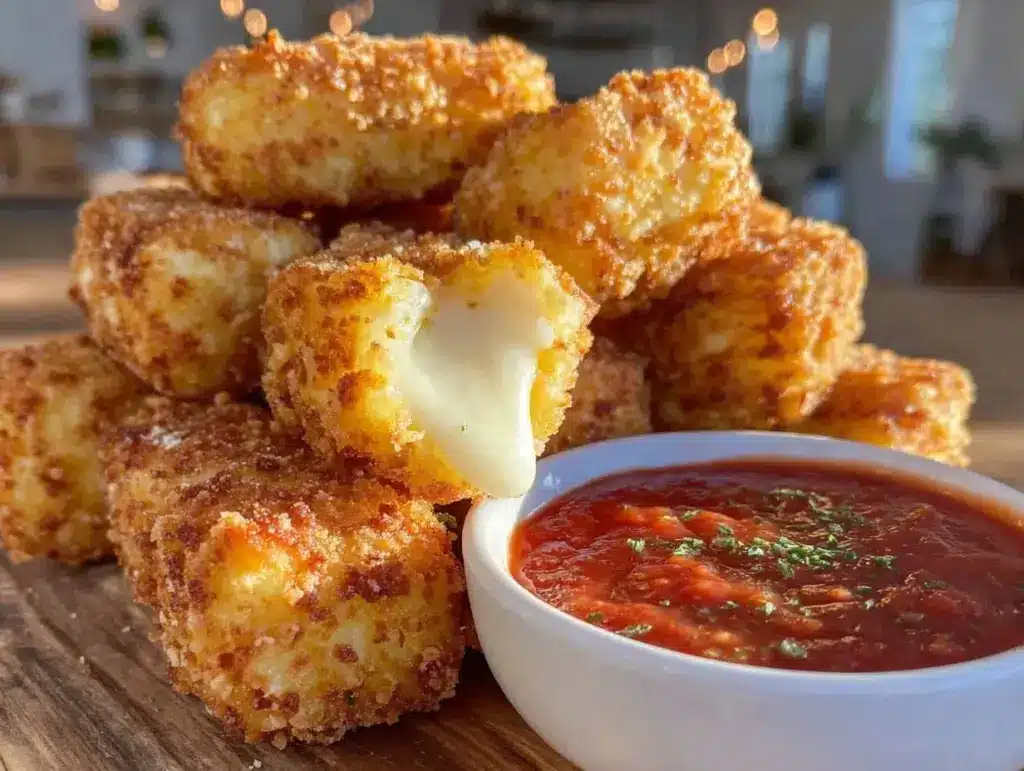 crispy air fryer mozzarella sticks - featured image
