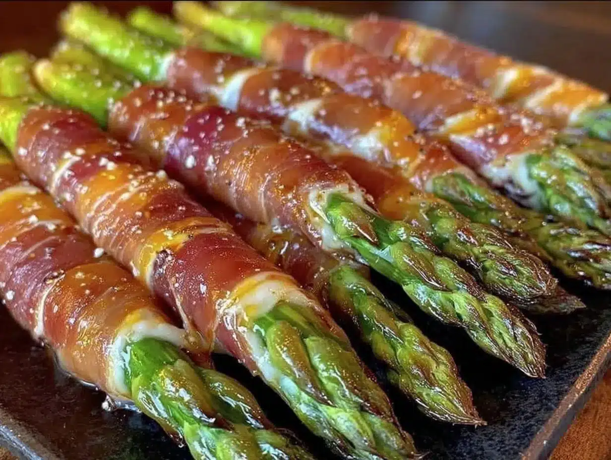 crispy asparagus wrapped in prosciutto preparation steps
