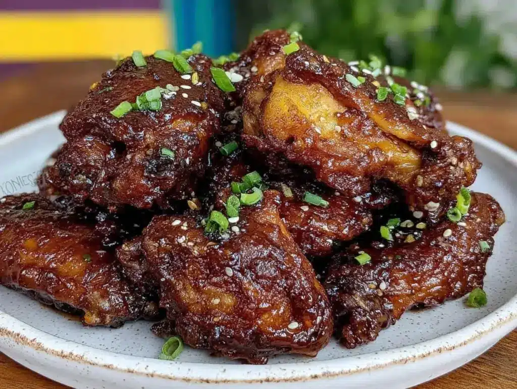crispy crockpot honey garlic chicken wings - featured image
