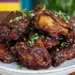 crispy crockpot honey garlic chicken wings - featured image