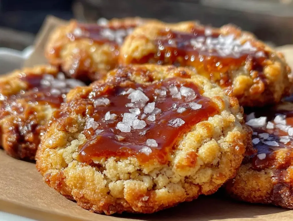 crispy salted caramel cookies - featured image