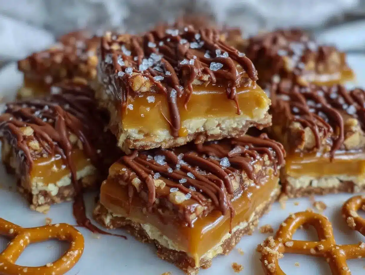 crispy salted caramel pretzel bark preparation steps