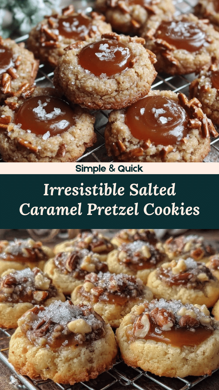 crispy salted caramel pretzel thumbprint cookies recipe
