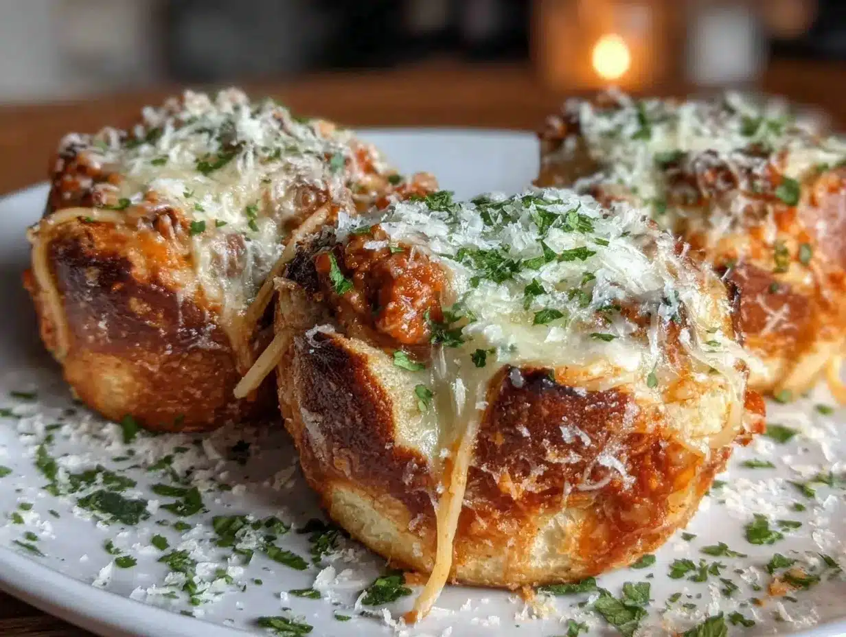 Crispy Spaghetti Garlic Bread Bowls preparation steps