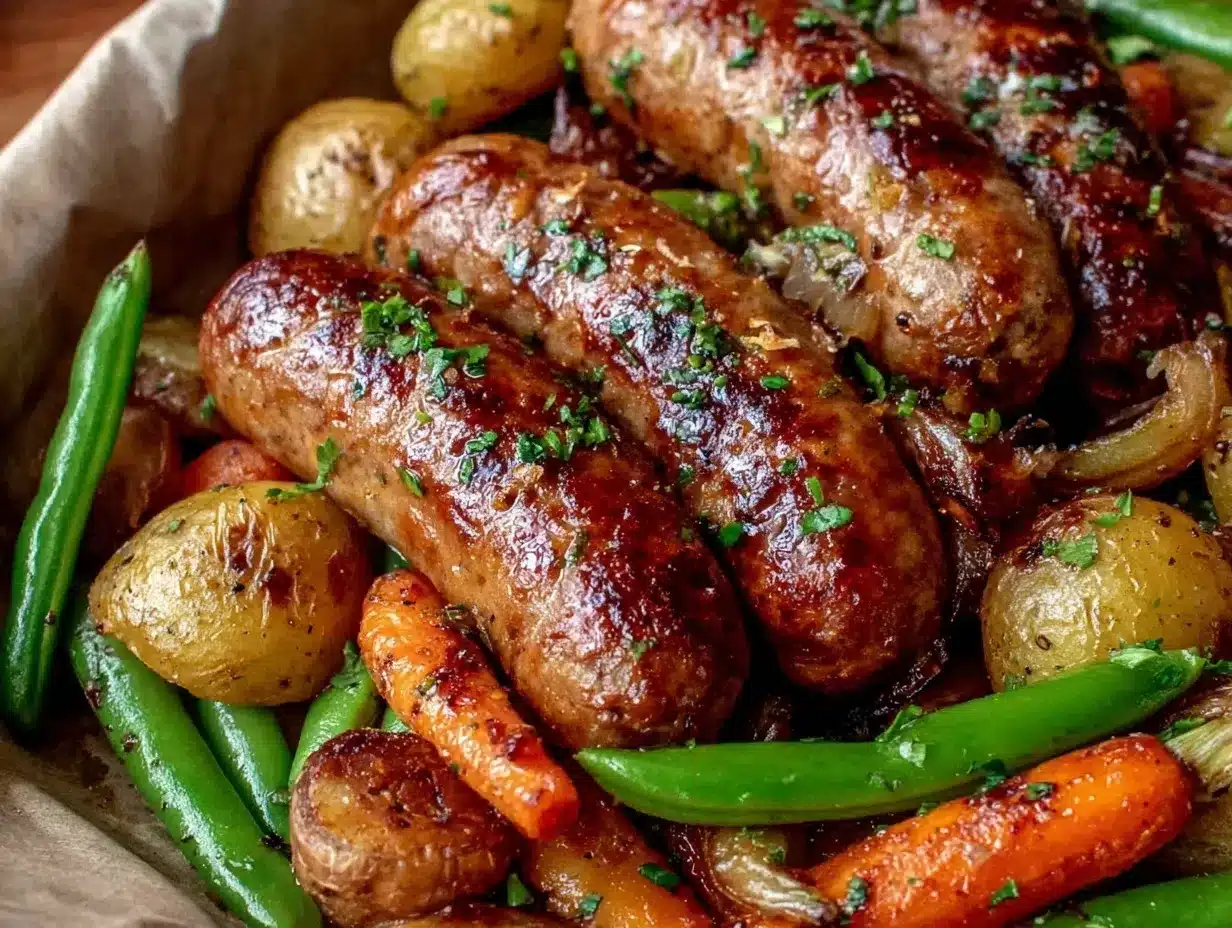 easy crispy sheet pan sausage and vegetables preparation steps
