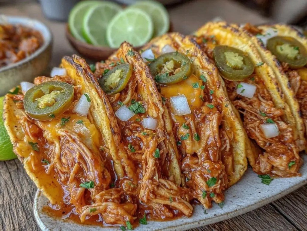 easy crockpot chicken tacos - featured image