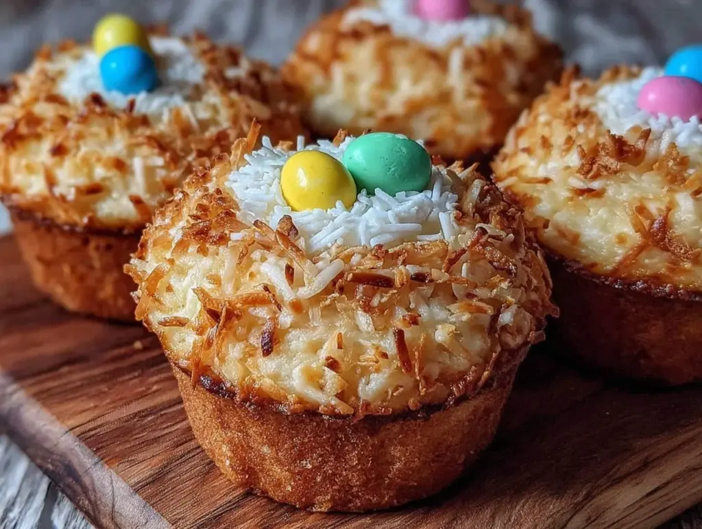 Easy Fluffy Coconut Nest Cupcakes - featured image