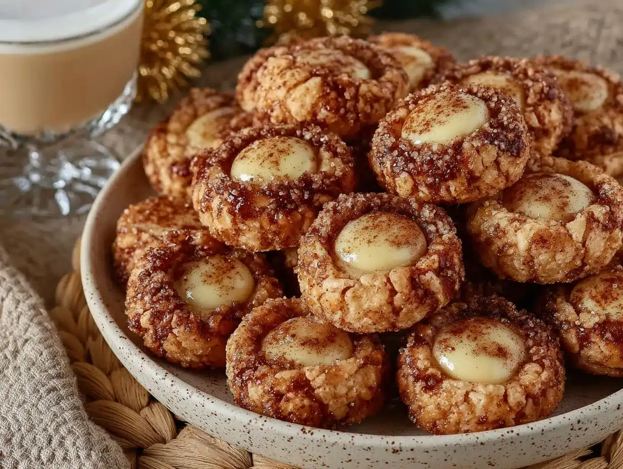 Eggnog Snickerdoodle Thumbprint Cookies preparation steps