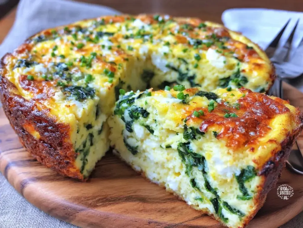 fluffy spinach and cheese frittata - featured image