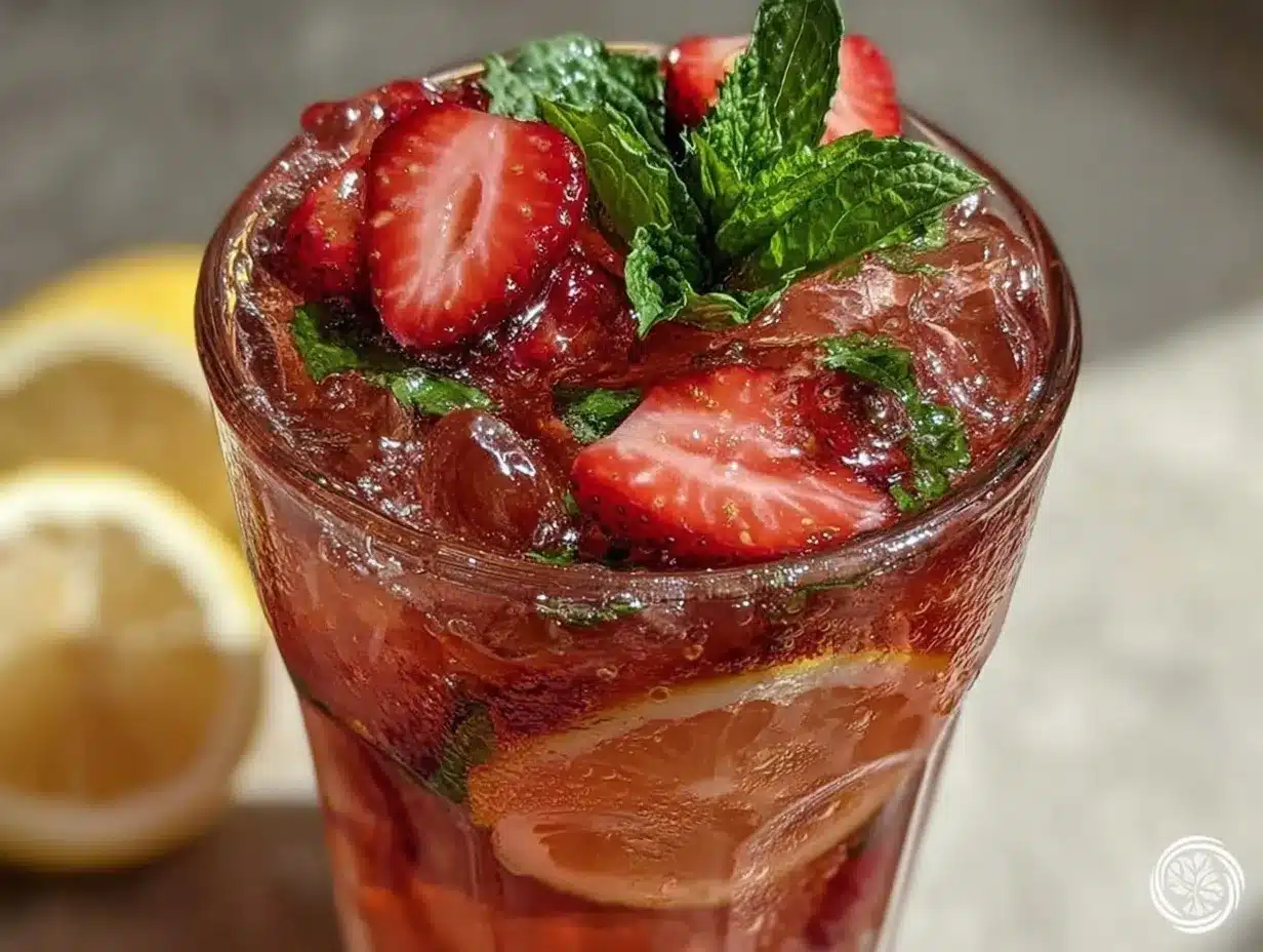 fresh strawberry lemonade with mint preparation steps