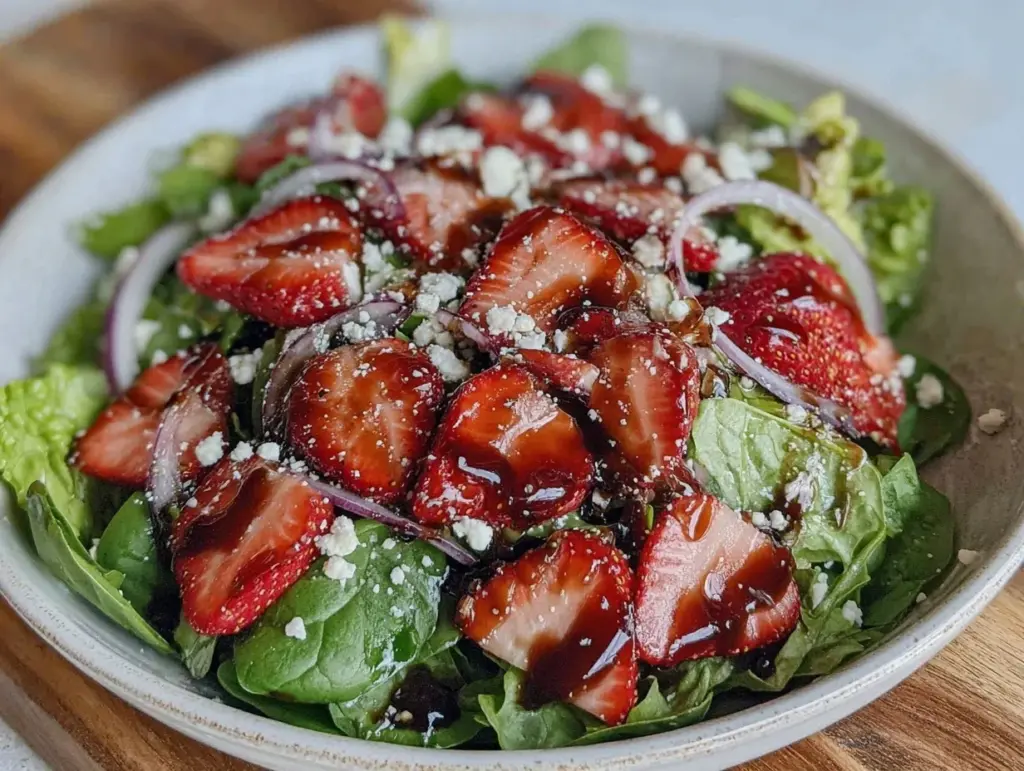 fresh strawberry spinach salad recipe - featured image