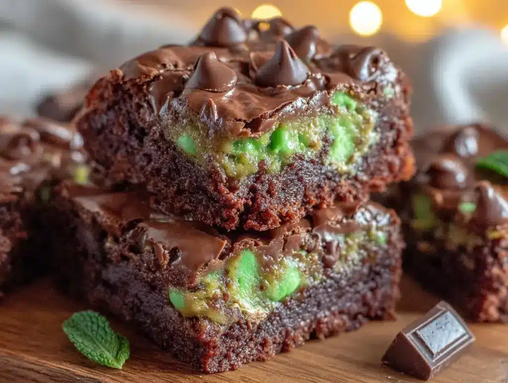 fudgy mint chocolate chip brownies - featured image