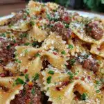 Garlic Butter Bowtie Pasta with Beef - featured image