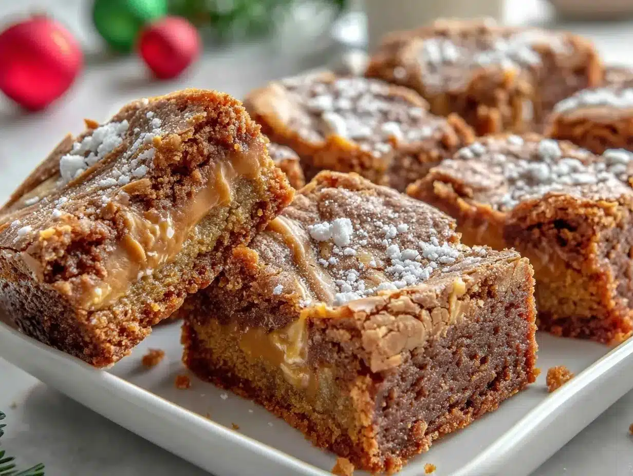 Gingerbread Cookie Butter Swirl Brownies preparation steps