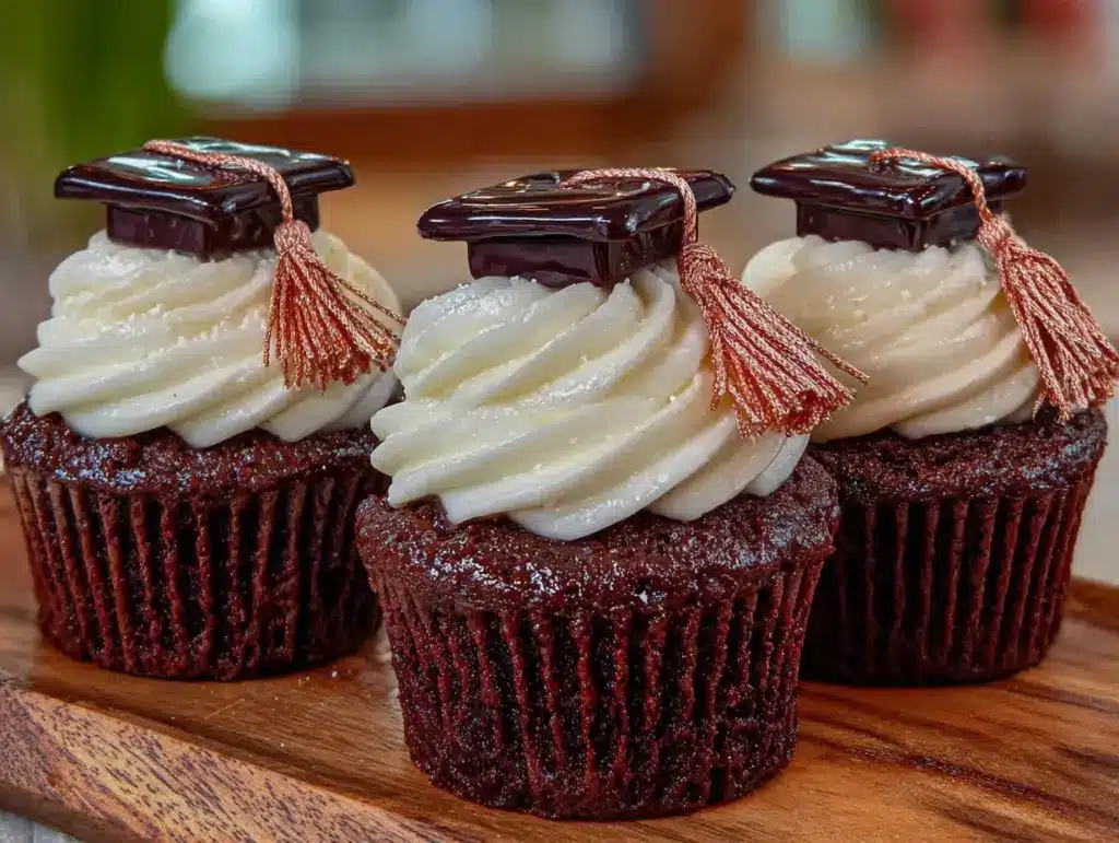 graduation cap cupcakes - featured image