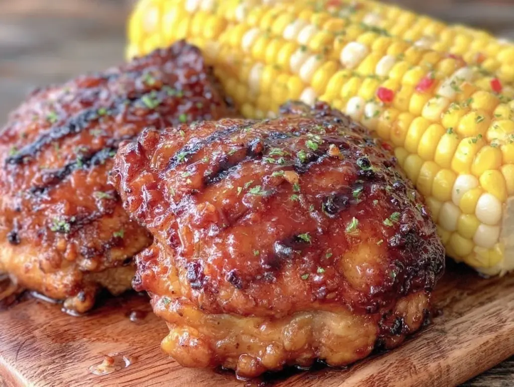 grilled BBQ chicken thighs - featured image