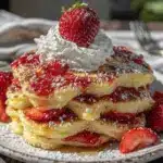 heart-shaped strawberry pancakes - featured image