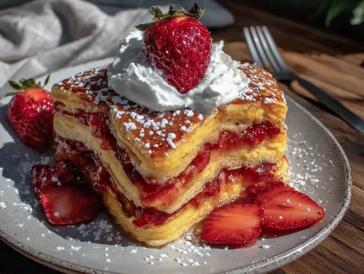 heart-shaped strawberry pancakes preparation steps