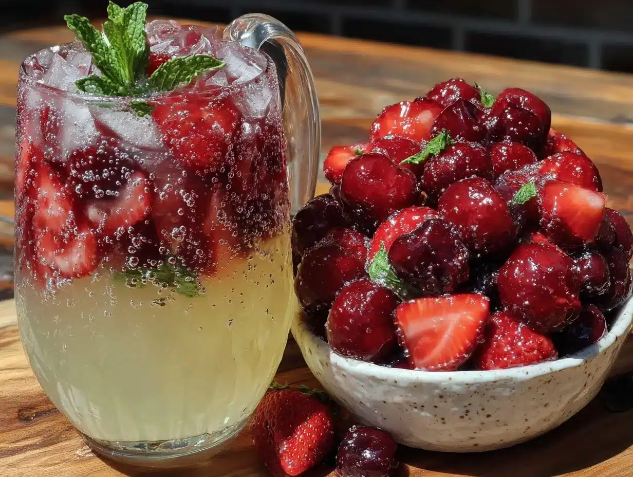 homemade lemonade with fresh berries preparation steps