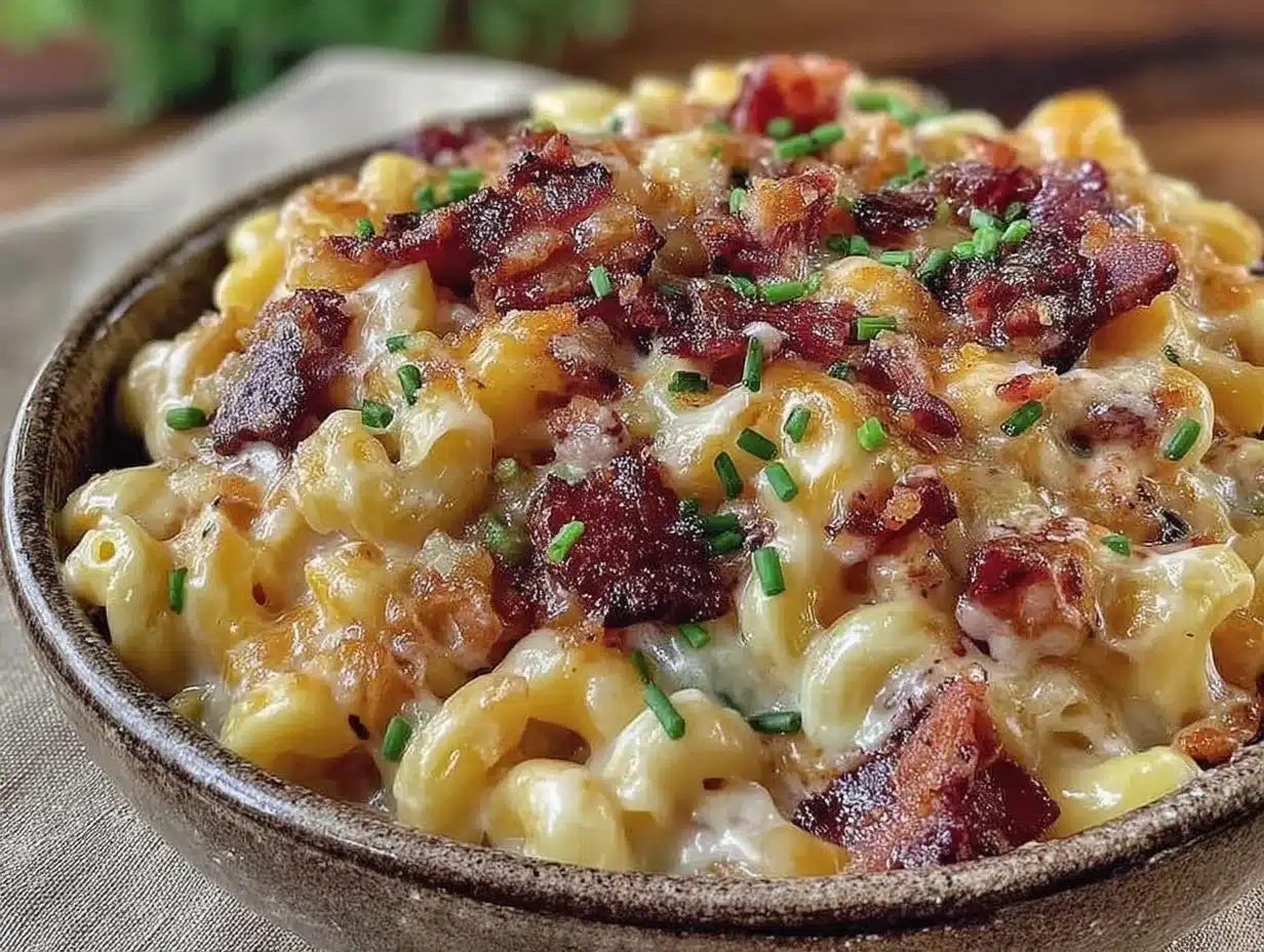 loaded mac and cheese with crispy bacon preparation steps