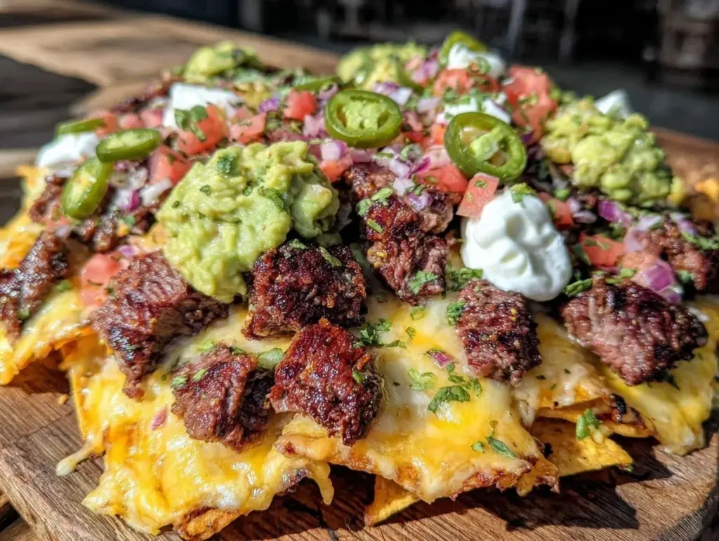 loaded nachos with filet mignon - featured image