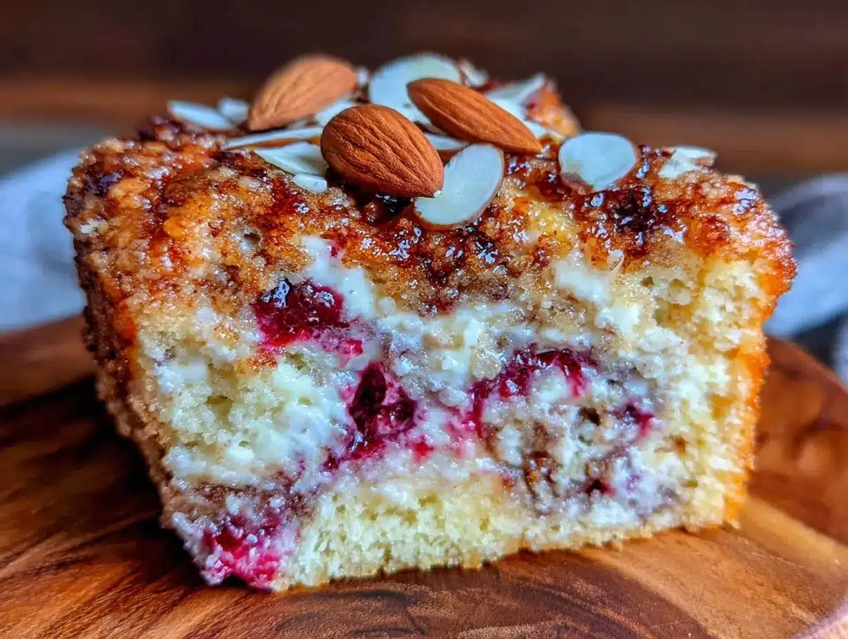 moist raspberry almond cream cheese coffee cake preparation steps