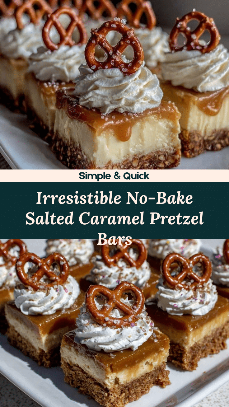 No-Bake Salted Caramel Pretzel Bars recipe