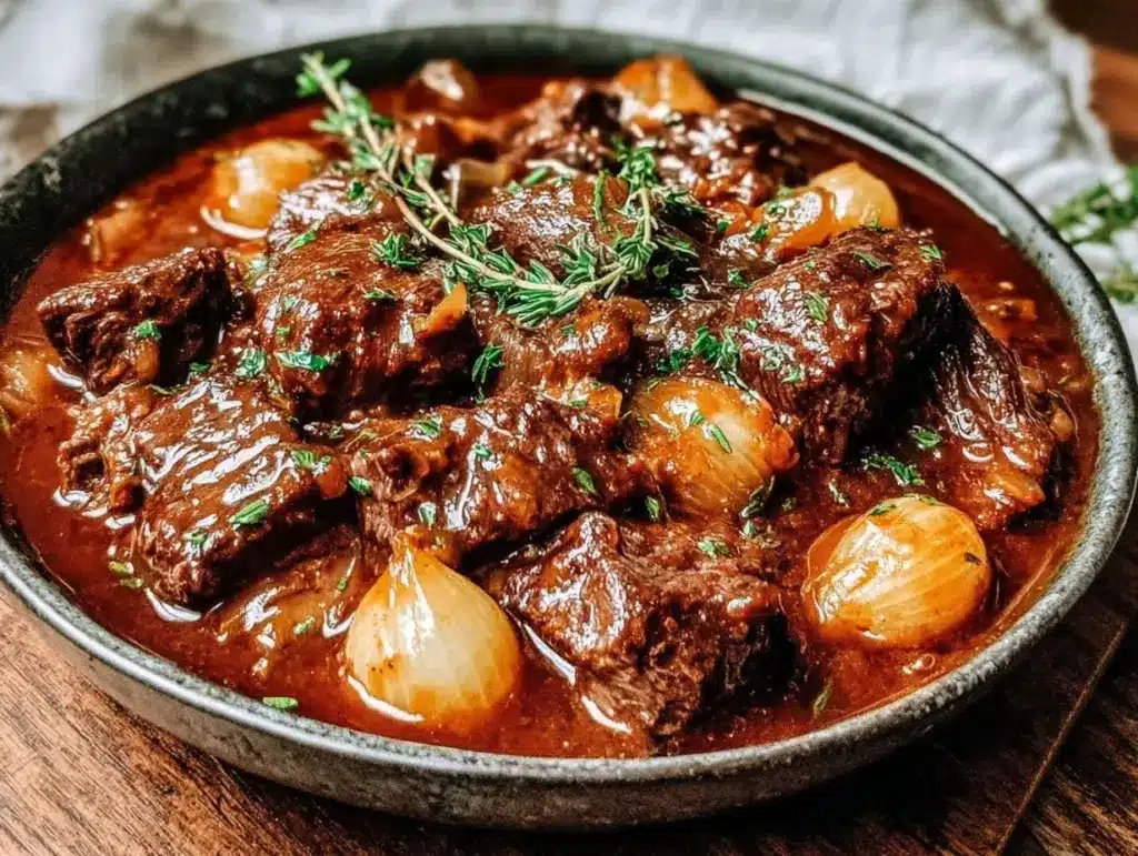 one-pot beef stew with red wine - featured image