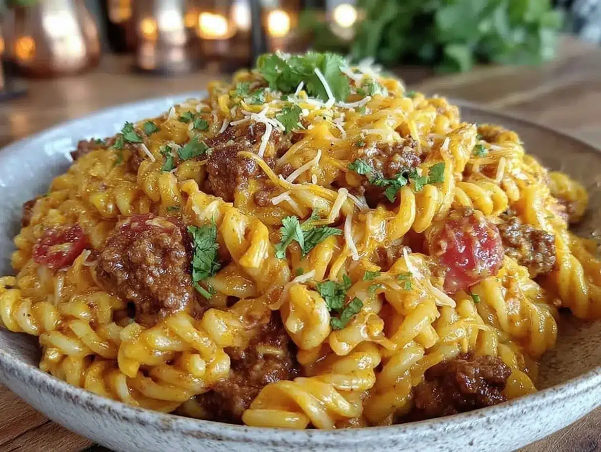 one-pot cheesy taco pasta preparation steps
