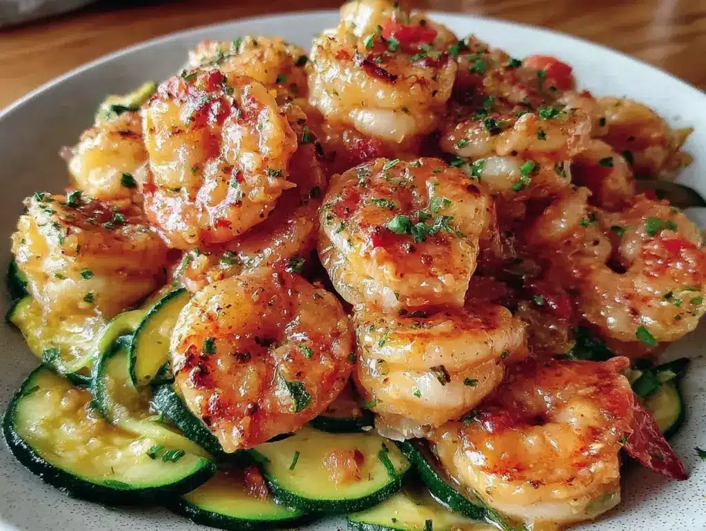 quick garlic butter shrimp with zucchini - featured image