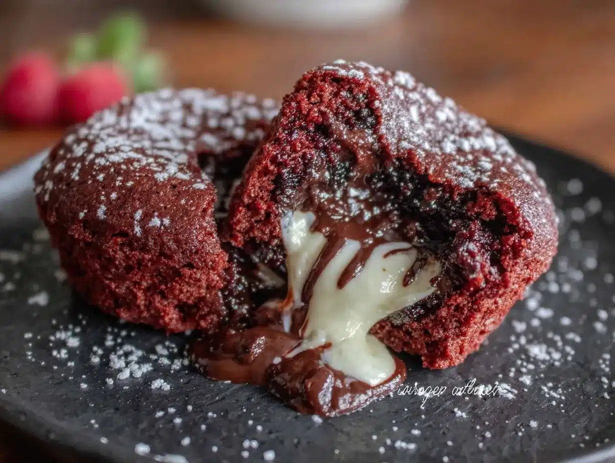 red velvet chocolate lava cakes preparation steps