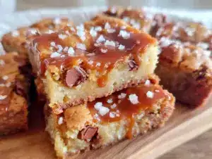 salted caramel chocolate chip cookie bars - featured image
