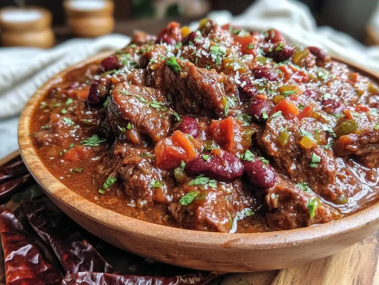 slow cooker beef chili with beans - featured image
