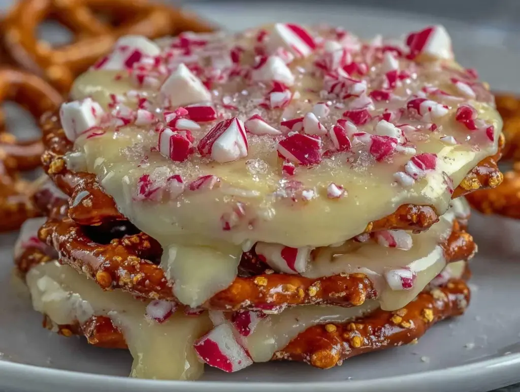 white chocolate peppermint pretzel crisps - featured image