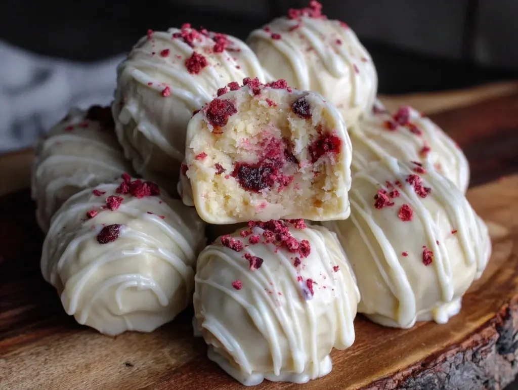 white chocolate raspberry truffles - featured image