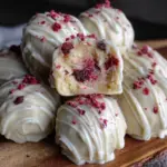 white chocolate raspberry truffles - featured image