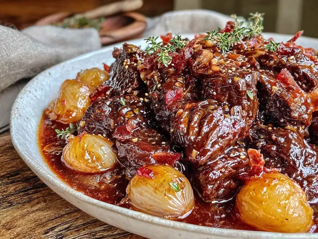 classic Boeuf Bourguignon stew preparation steps