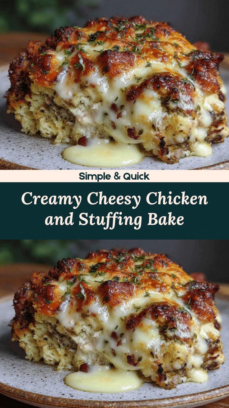 creamy cheesy chicken and stuffing bake recipe