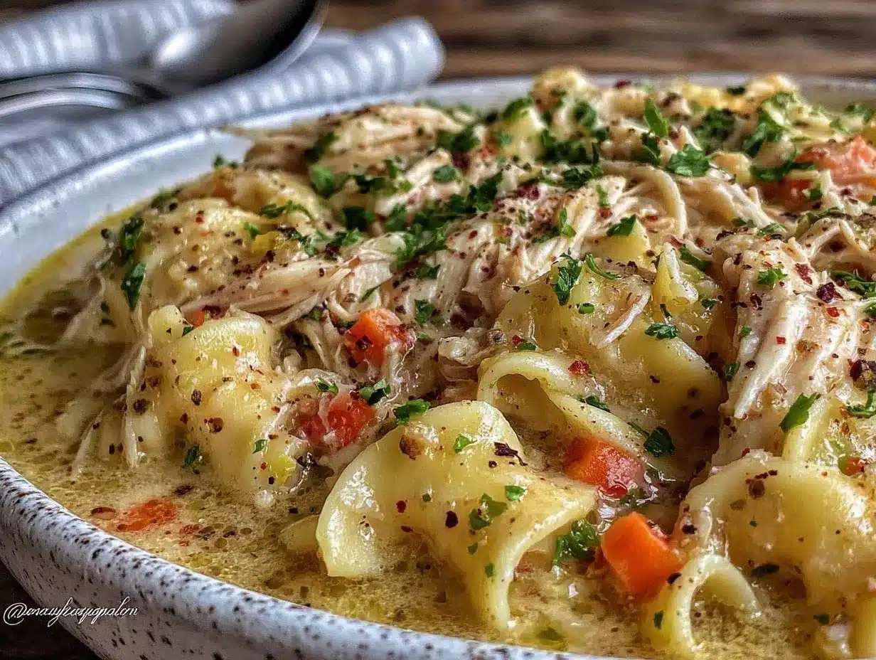 creamy chicken noodle soup preparation steps