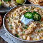 creamy crockpot white chicken chili - featured image