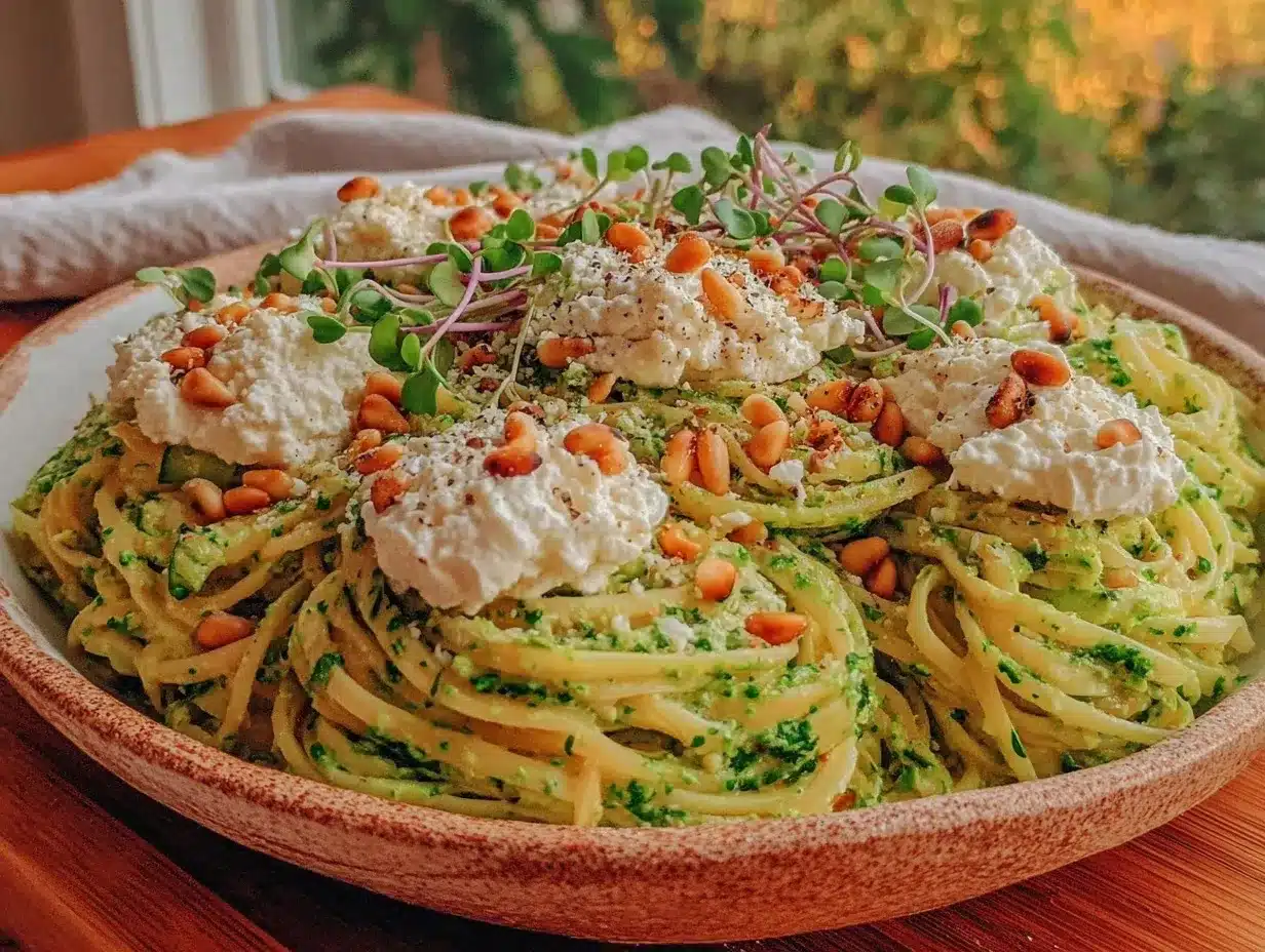 creamy fresh herb pasta with goat cheese preparation steps