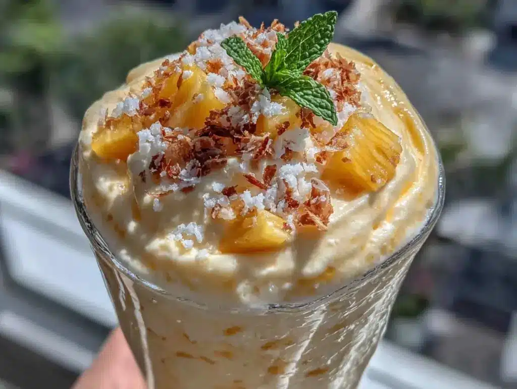 creamy pineapple whip smoothie - featured image