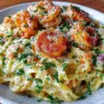 creamy shrimp alfredo pasta - featured image