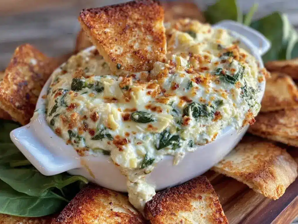 creamy spinach artichoke dip - featured image