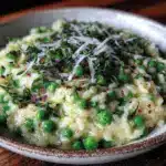 creamy spring pea and mint risotto - featured image