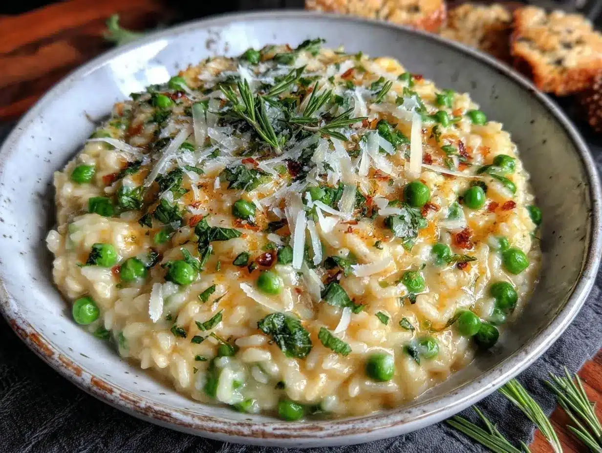 creamy spring pea and mint risotto preparation steps