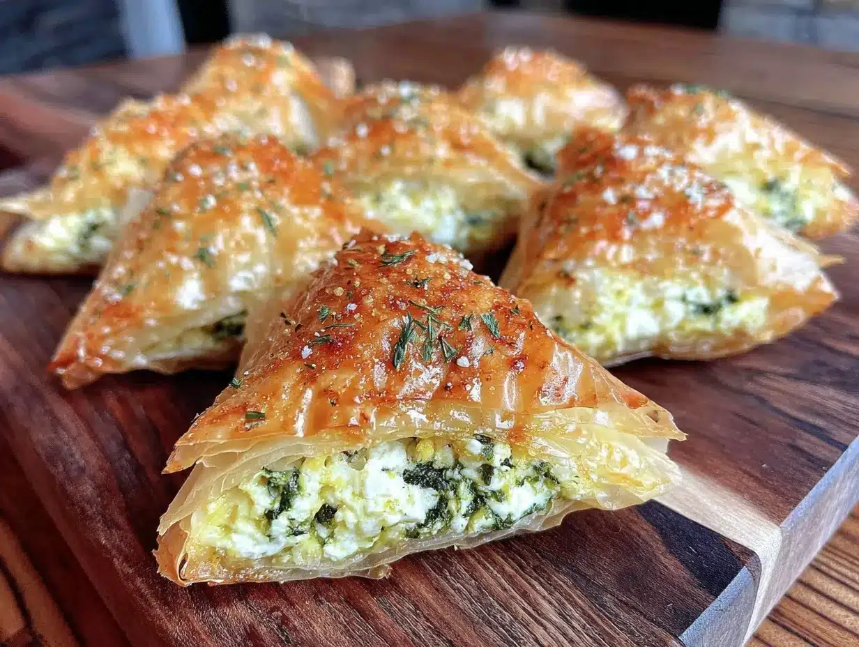 crispy greek spanakopita triangles preparation steps