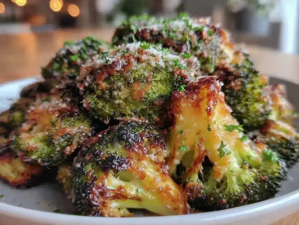 crispy parmesan roasted broccoli - featured image